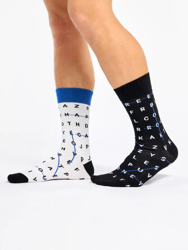 Chaussettes rigolotes en fibres de bambou Mots croisés - Image 3