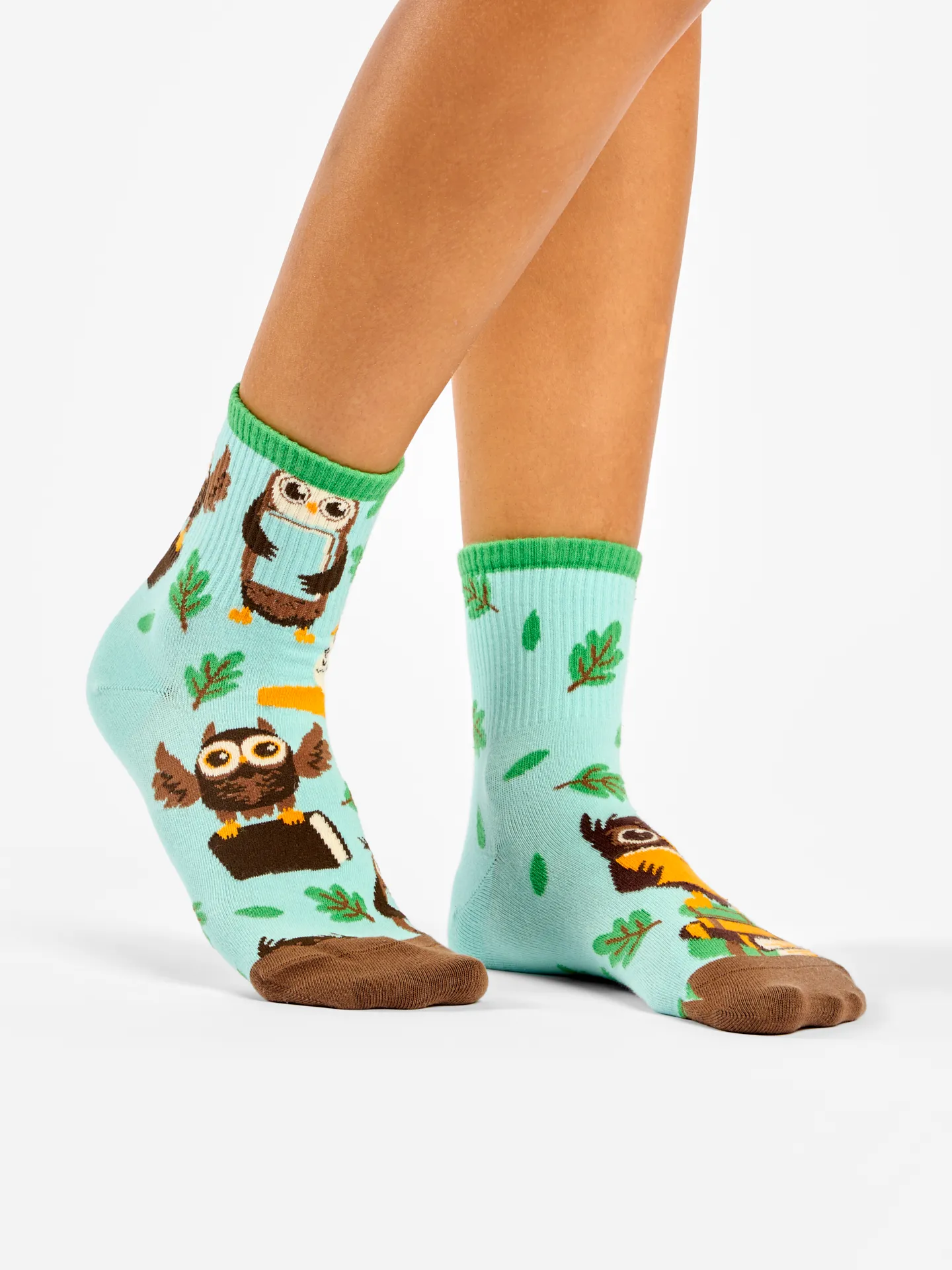 Chaussettes mi-mollet rigolotes Hiboux et livres - Image 3