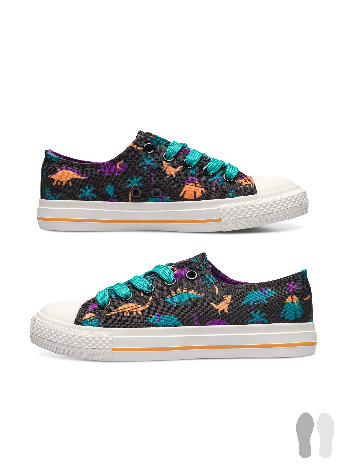 Chaussures en toile rigolotes pour enfants Dinosaures et volcans - Image 3