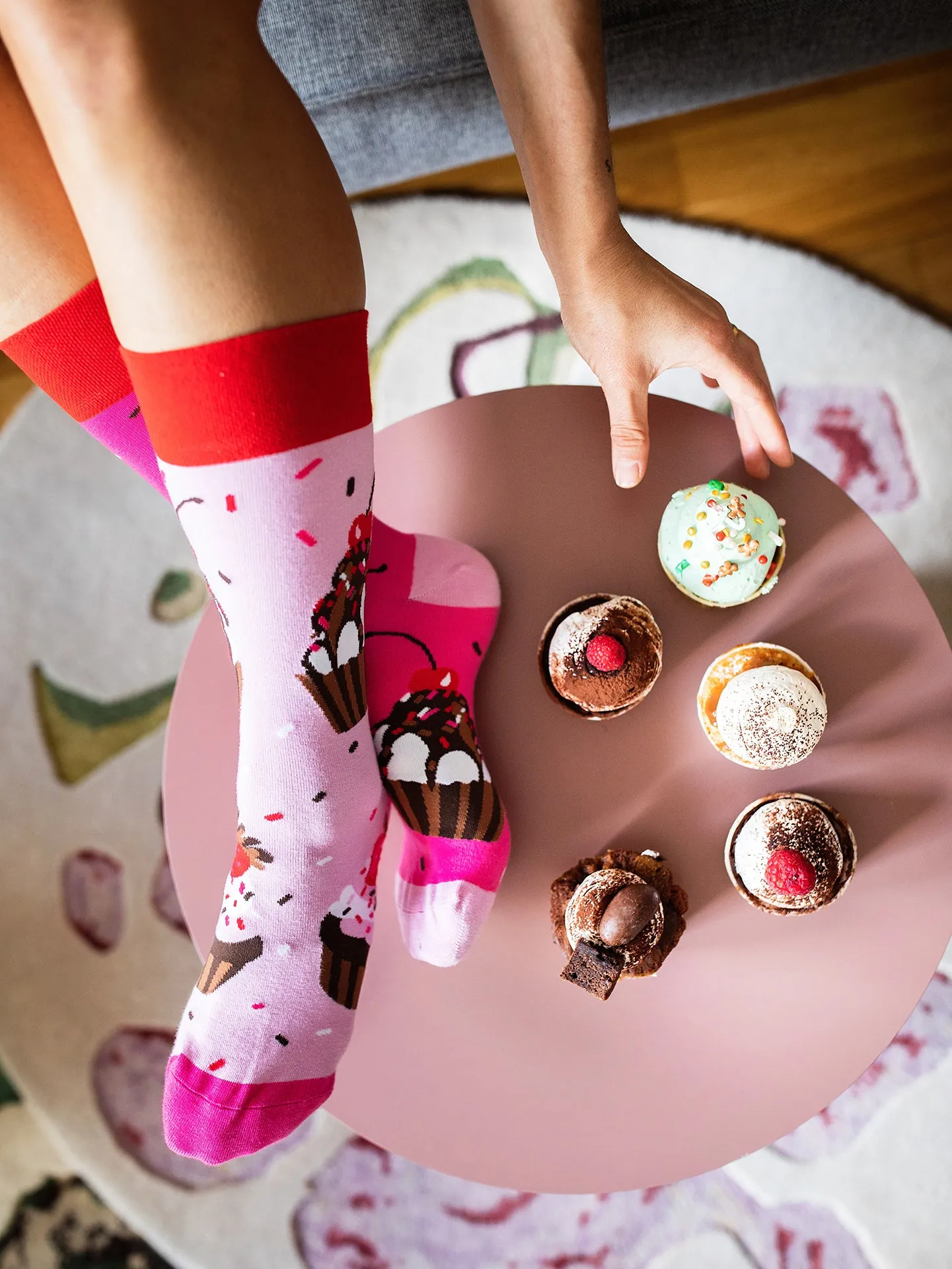 Chaussettes rigolotes Muffins rose - Image 6